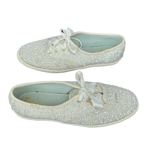 Kate Spade x Keds Sparkly Silver Womens Fashion Sneakers Size 8.5 - Picture 4 of 10